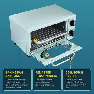 Americana Elite Collection Retro 2-Slice Toaster Oven Mint ETO147M