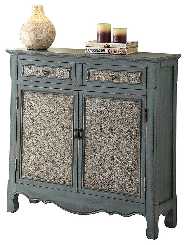 Storage Cabinet With 2 Doors And 2 Drawers  Antique Blue   Farmhouse   Console Tables   by Global Discount Store LLC  Houzz