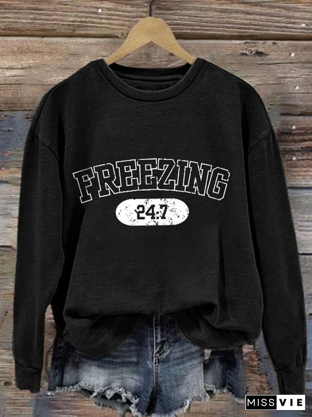 Freezing 24 7 Print Sweatshirt