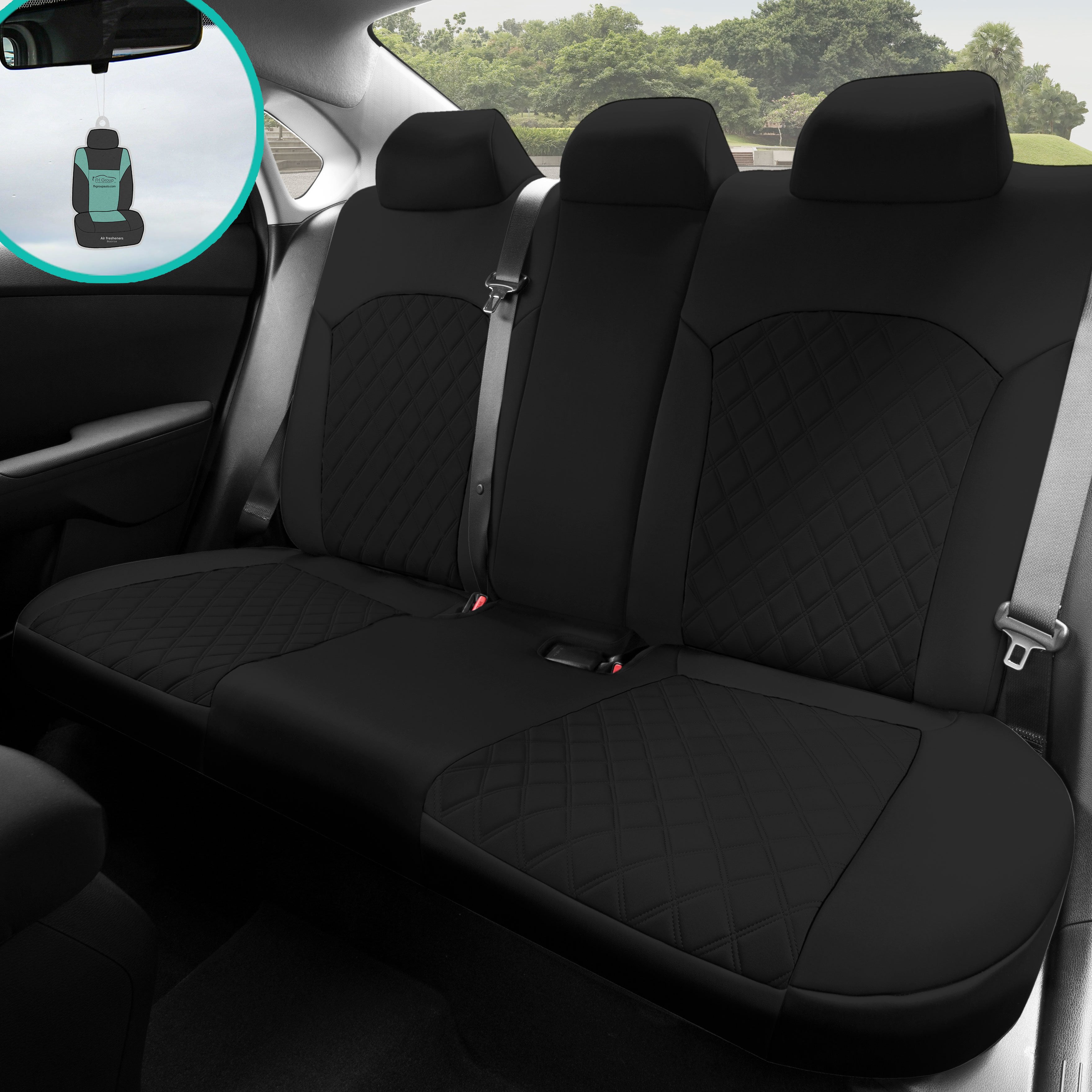 FH Group AFCM5021BLACK-REAR Black Neoprene Custom Car Seat Cover For 2018-2023 KIA Forte with Air Freshener