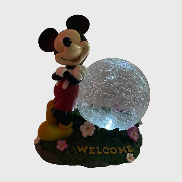 Fiberglass polyester Mickey Mouse Solar Garden Statue With Crackle Glass Ball