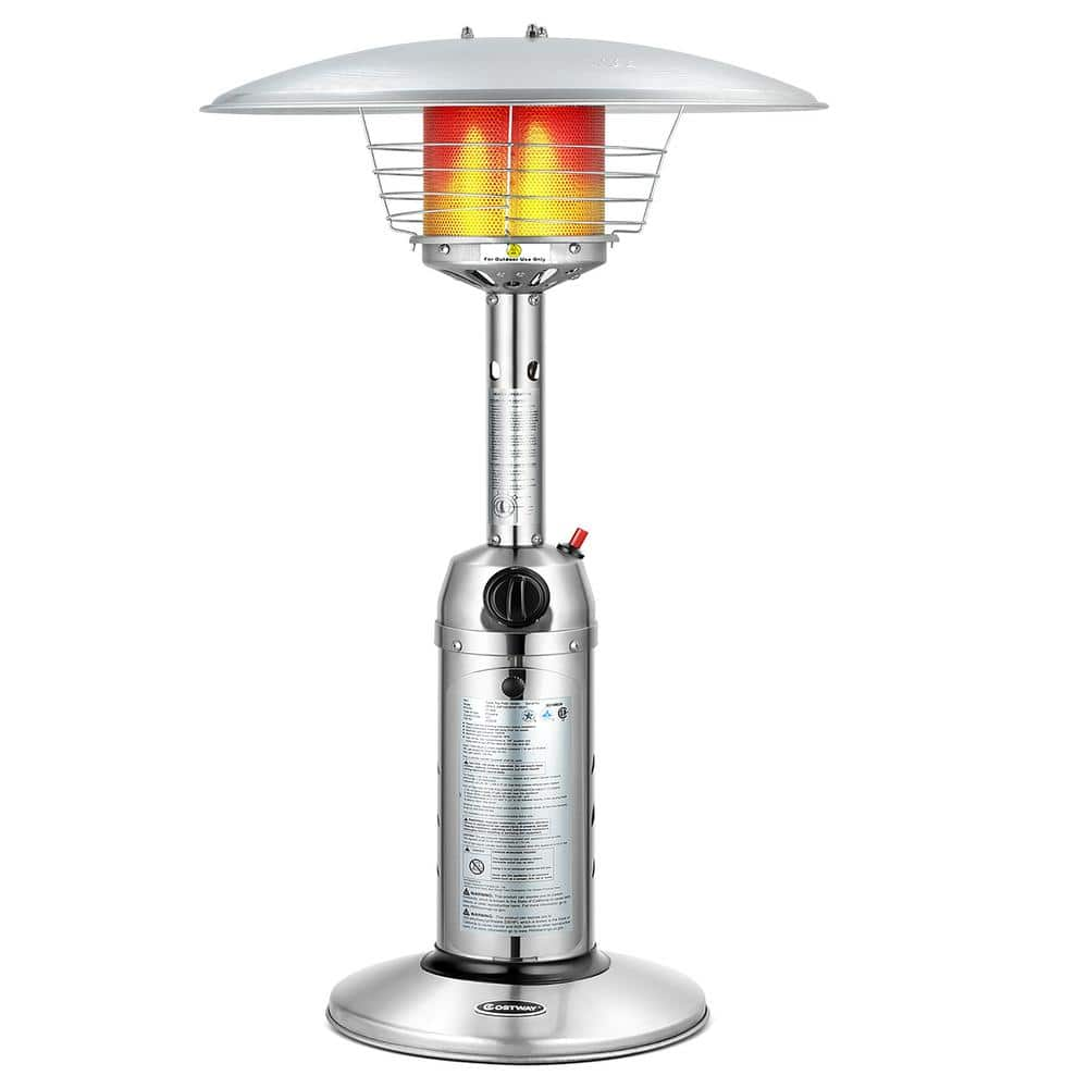 Costway 11000 BTU Commercial/Residential Portable Tabletop Silver Natural Gas Patio Heater NP10037