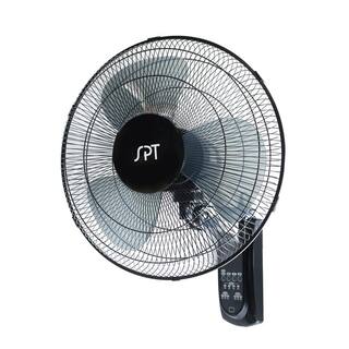 SPT 16 in. 3 Fan Speeds Wall Fan in Black with 3 Wind Modes Timer Oscillation and Remote Control SF-16W90