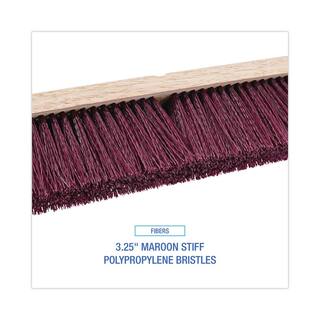 ProLine 24 in. Maroon Stiff Polypropylene Floor Brush Head with 31-4 in Brush BWK20324