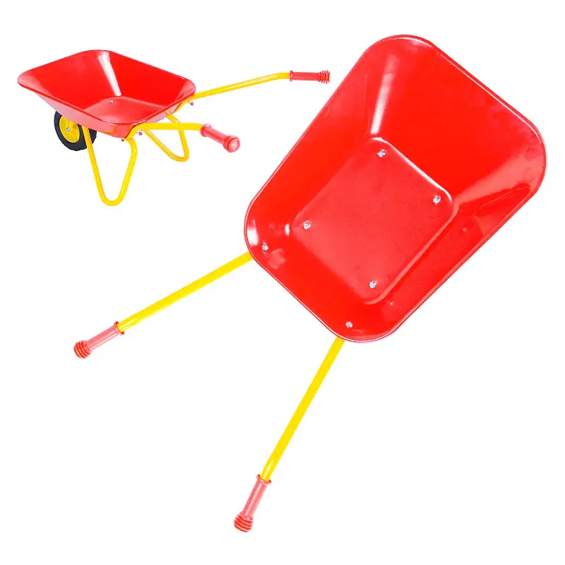 Factory wholesale Little Wheel Barrow Garden Tools Children Kids Metal Wheelbarrow Sand Toy Hand Trolley Wagon Cart for Kids