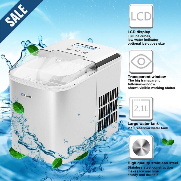 26 lbs Countertop LCD Display Ice Maker with Ice Scoop - 14.5