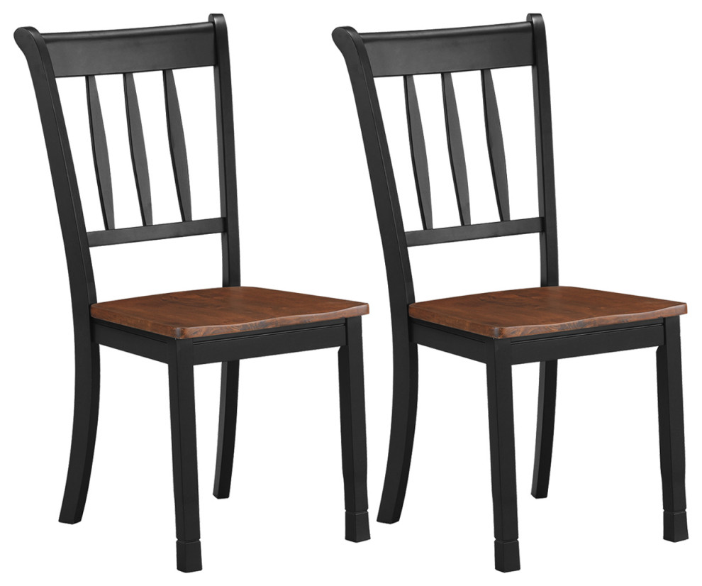 Costway Set of 2 Wood Dining Chair High Back Kitchen Whitesburg Side Chair   Transitional   Dining Chairs   by Costway INC.  Houzz