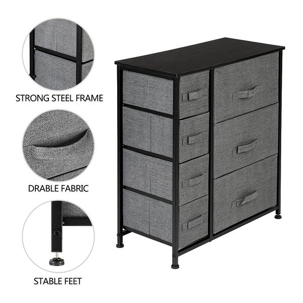 Dresser with 7 Drawers - Furniture Storage Tower Unit For Bedroom， Hallway， Closet， Office Organization - Steel Frame - - 37776888