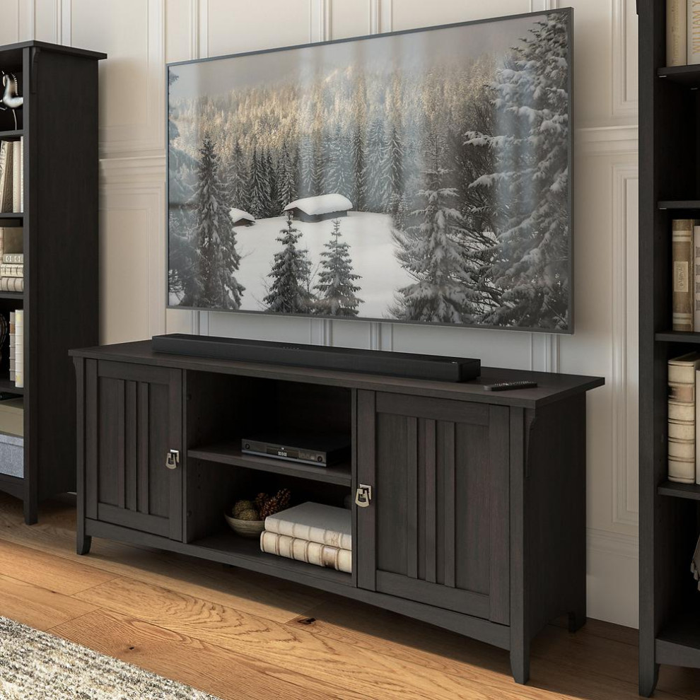 Bush Furniture Salinas TV Stand for 70 Inch TV  Vintage Black   Entertainment Centers And Tv Stands   by Homesquare  Houzz