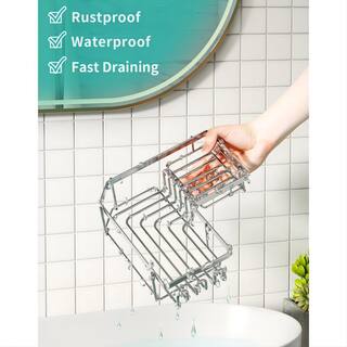 Dyiom Corner Shower Caddy with Shampoo Holder 2-Pack Shower Organizer Shower Storage Shelf with 11 Hooks in Silver 352781882