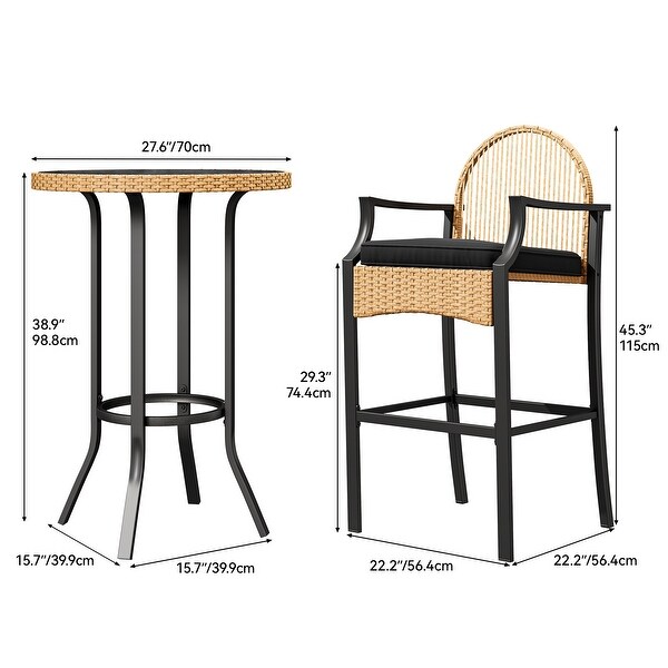 Moasis Round 2 Person Outdoor Bar Dining Set