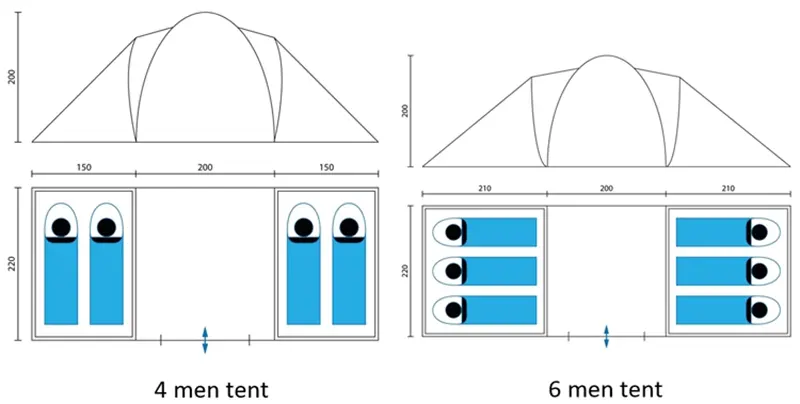 Custom Wholesale 6 Person 2 Room Adult Family Size Big Camping Tent Manufacturer