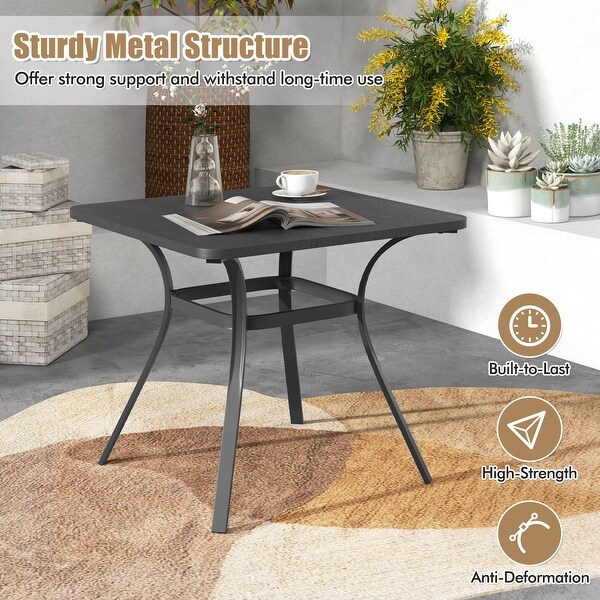 32 Inch Patio Dining Table Metal Square Table for Dining with 4 Curved Legs