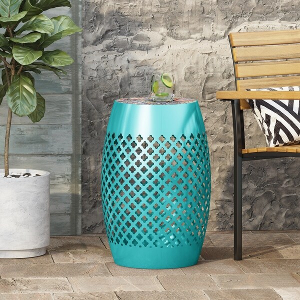 Roswell Outdoor Lace Cut Side Table by Christopher Knight Home