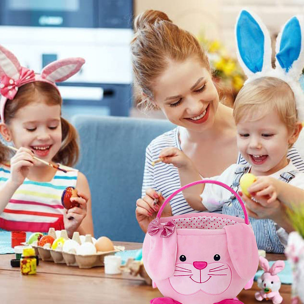 Movsou Easter Bunny Basket, Suitable for Girls and Boys Easter Party Gift Pink