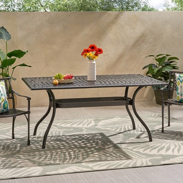 Phoenix Traditional Outdoor Aluminum Rectangular Dining Table by Christopher Knight Home