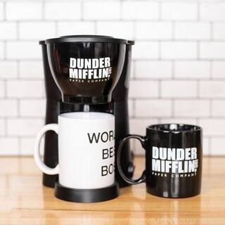 Uncanny Brands 'The Office' Black Single Cup Coffee Maker Gift Set with 2 Coffee Mugs CM2-OFF-OF1