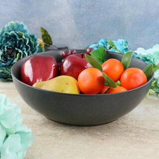 OUR TABLE Landon 10.4 in. 48 fl.oz Truffle Gray Round Stoneware Low Serving Bowl 985119924M