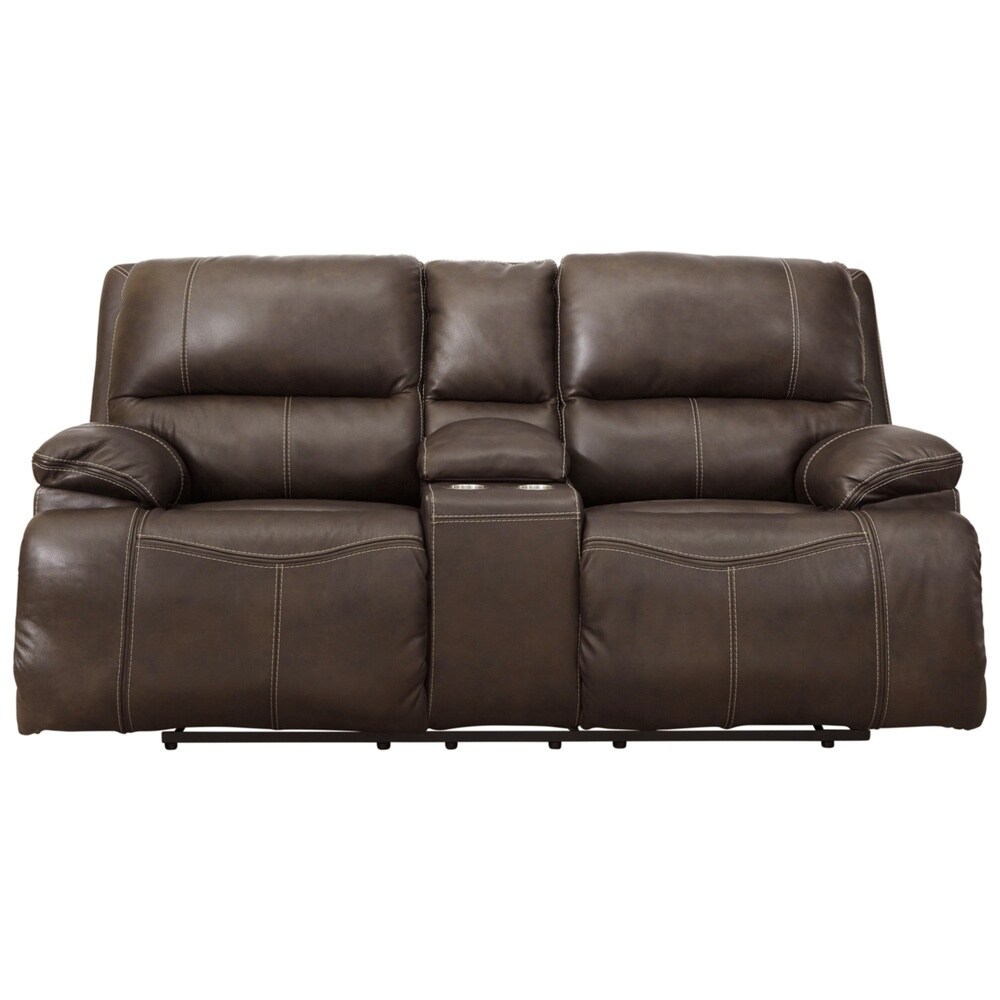 Signature Design by Ashley Ricmen Leather Power Dual Adjustable Reclining Loveseat