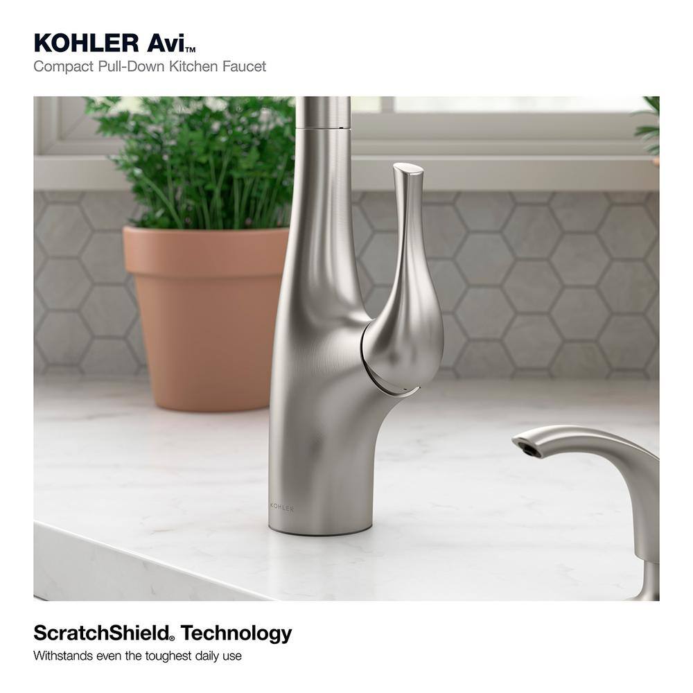 KOHLER Avi Single-Handle Pull Out Sprayer Kitchen Faucet in Vibrant Stainless K-R27141-SD-VS