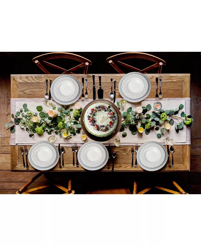 Lorren Home Trends Carlotta-Mix and Match Gold Trim 57-PC Dinnerware Set Service for 8