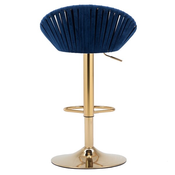 Modern Velvet Counter Height Barstools， with Low Back Ajustable Swivel Kitchen Bar Chairs with Gold Footrest， Set of 2