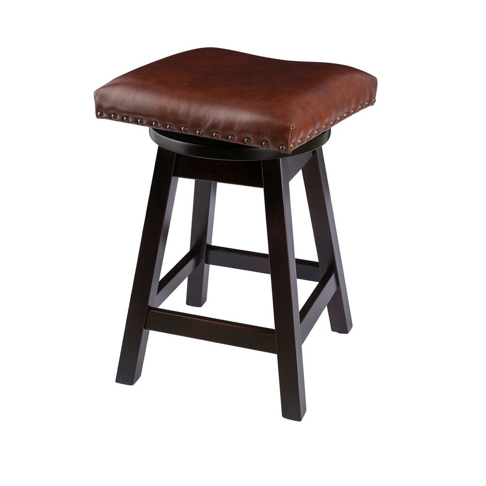 Swivel Urban Bar Stool in Maple Wood with Leather Seat