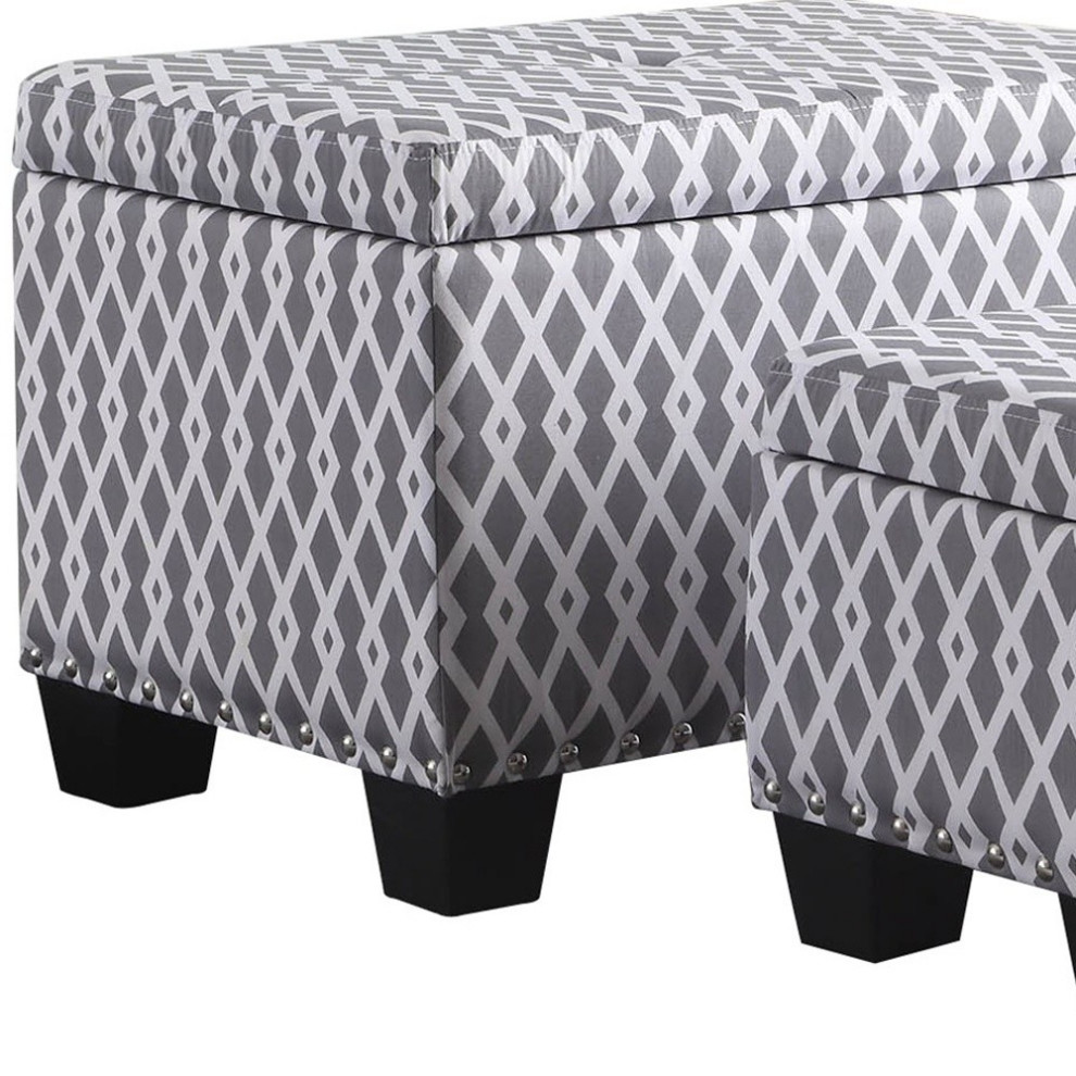 17 quotGray And White Polyester Blend And Black Tufted Storage   Transitional   Footstools And Ottomans   by HomeRoots  Houzz