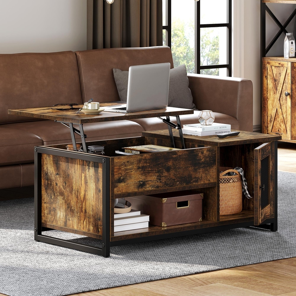 Moasis Lift Top Coffee Table for Living Room with Storage and Hidden Compartment