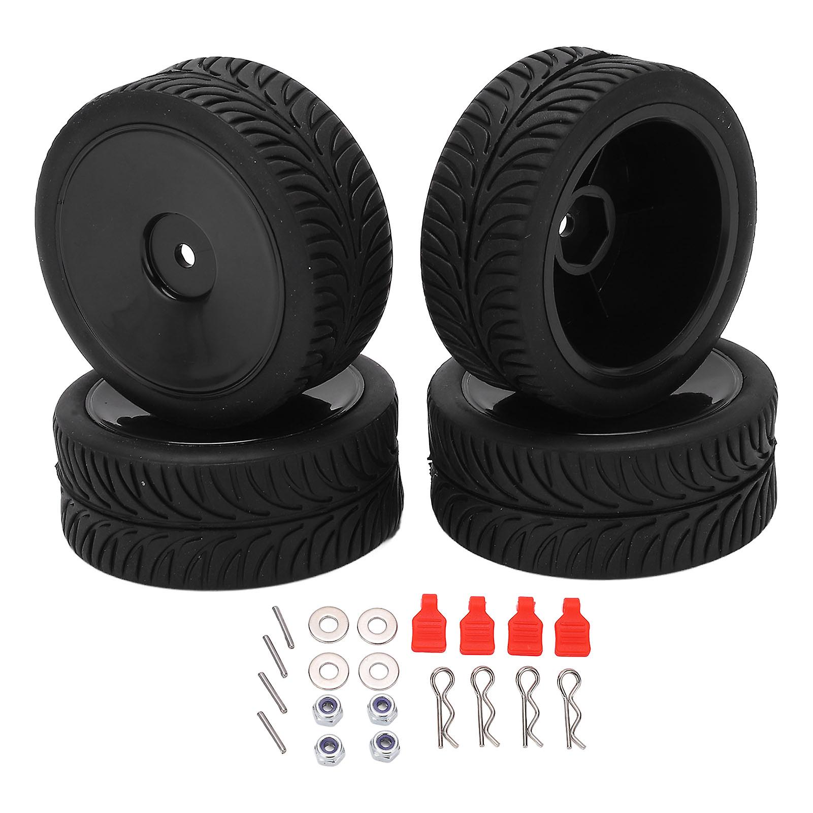 4pcs Rc Rubber Tires 65mm Closed Tires With Arc Pattern For Wltoys 144001 Rc 1/14 Off Road Vehicle