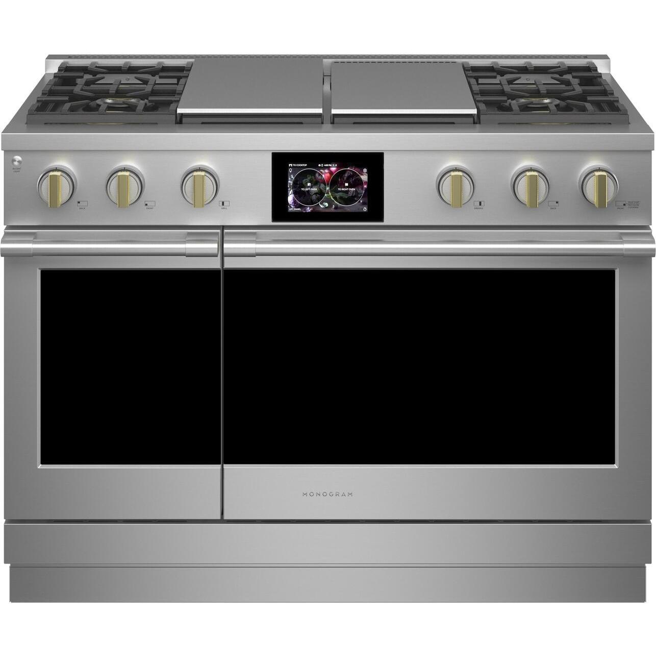 Monogram 48-inch Freestanding Dual-Fuel Range with True European Convection Technology ZDP484NGTSS