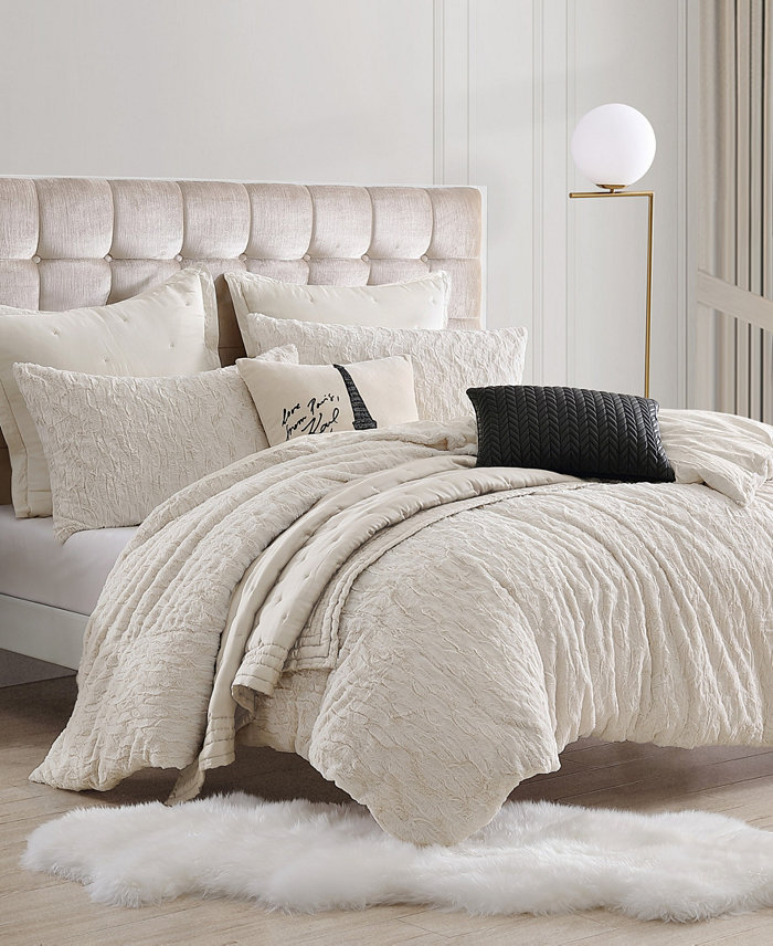 KARL LAGERFELD PARIS Soft and Warm Heavenly 3 Piece Duvet Cover Set， Full Queen