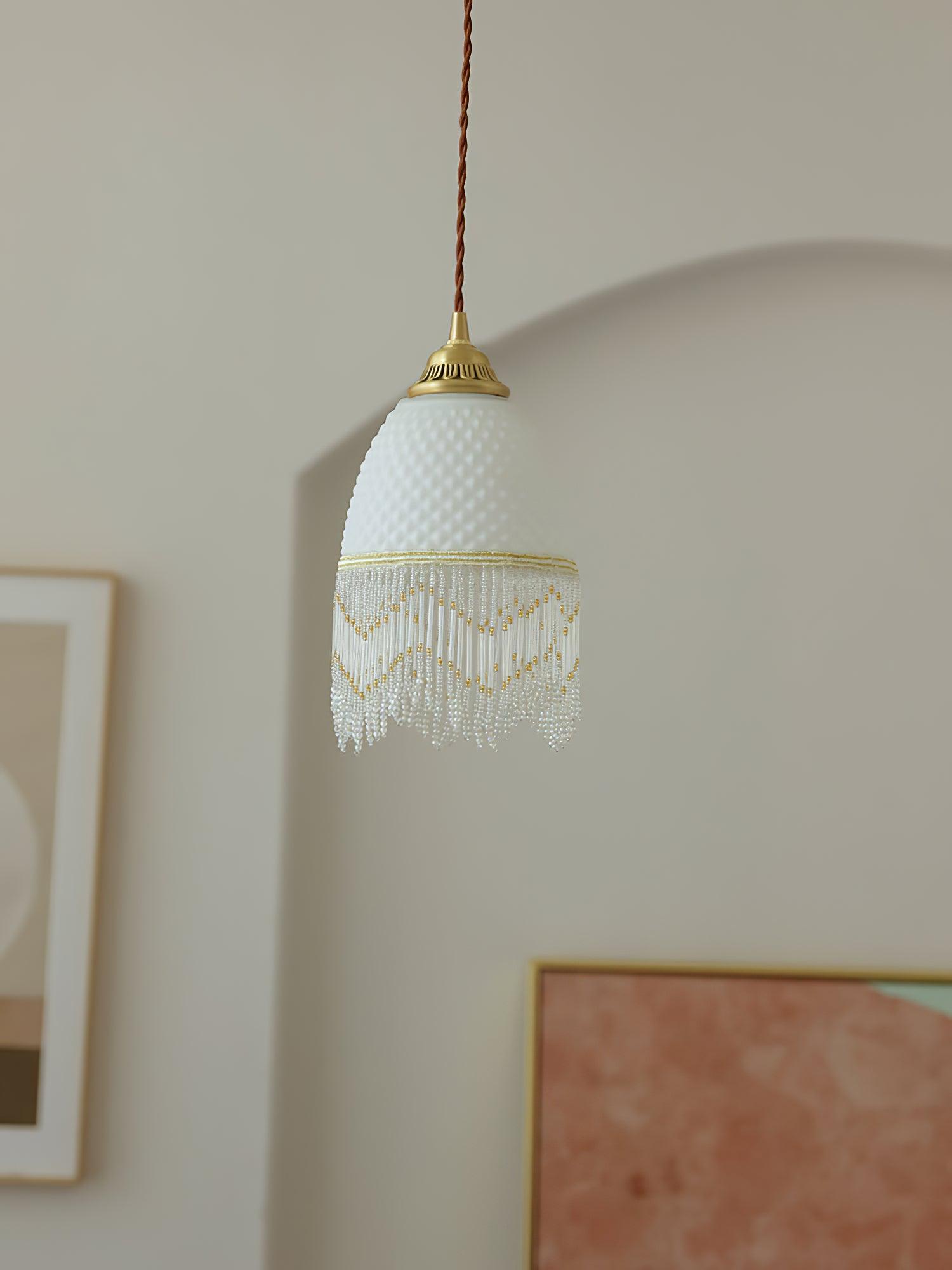 Mesh Tassel Glass Pendant Light