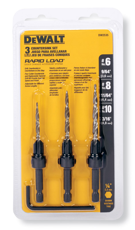 DW Rapid Load #6， #8 and #10 Steel Countersink Set 3 pc