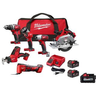 MW M18 18V Lithium-Ion Cordless Combo Kit (6-Tool) Kit w(2) 3.0Ah Batteries  6.0Ah Battery 2691-26-48-11-1865