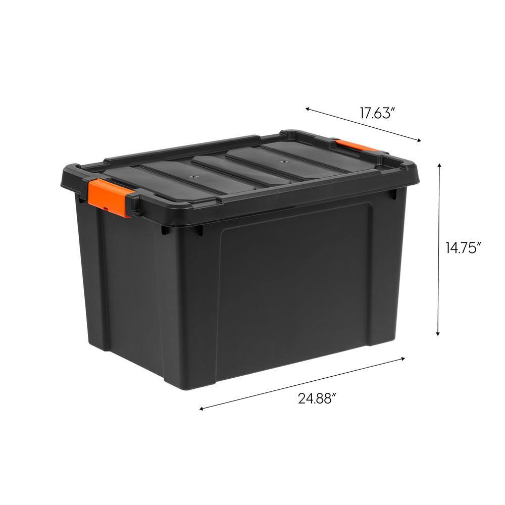 76 Qt. Heavy Duty Plastic Storage Box in Black 500216