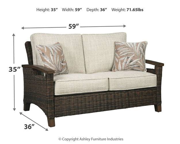 Paradise Trail Outdoor Sofa and Loveseat with Fire Pit Table