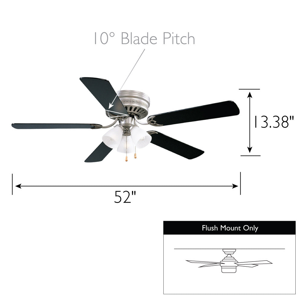 Design House Millbridge LED Reverse Flow Ceiling Fan in Satin Nickel， 52-Inch