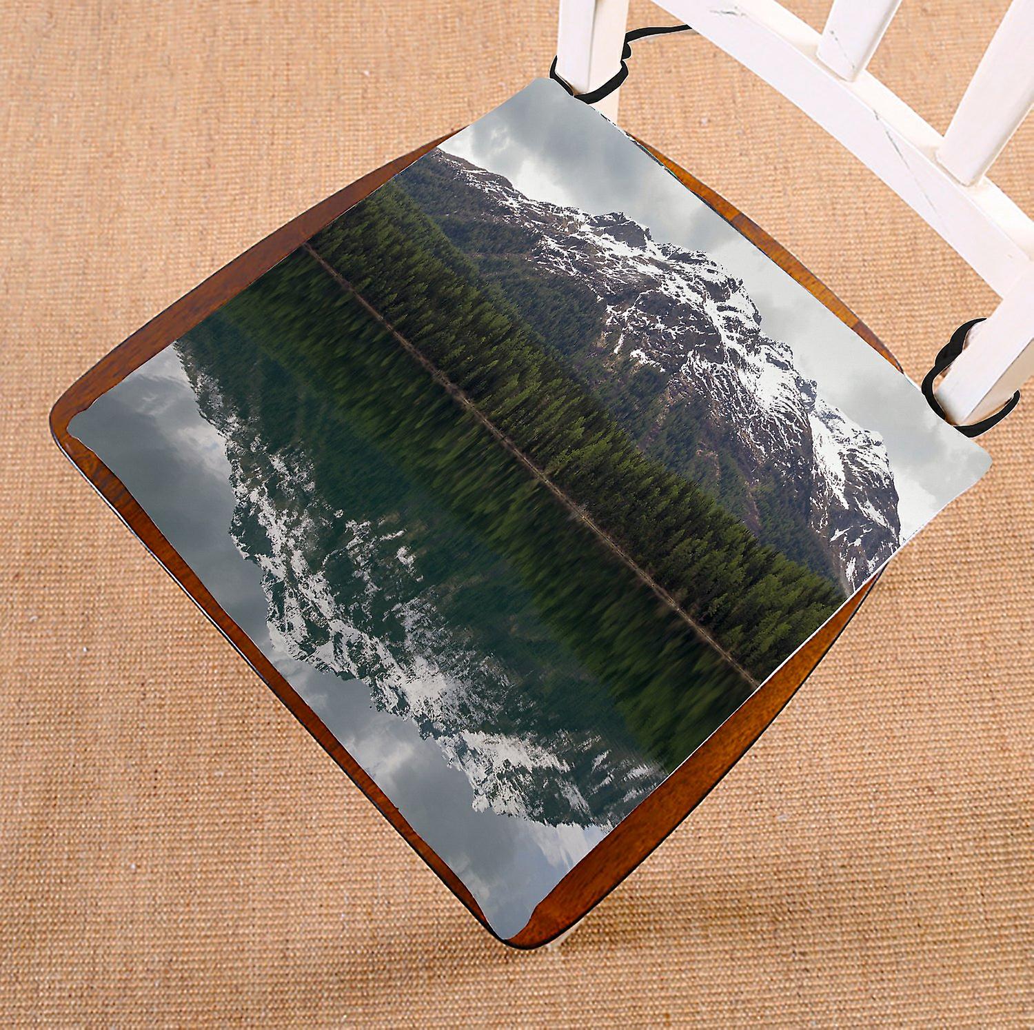 Snowy Mountain Landscape Chair Pad， Lake St. Moritz， Switzerland Of The Upper Engadin Valley Seat Cushion Chair Cushion Floor Cushion 50x50 Cm