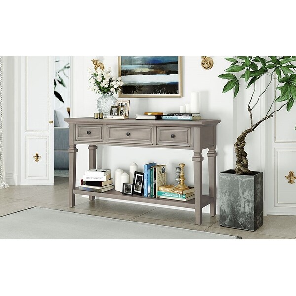 Classic Retro Style Console Table with Three Top Drawers