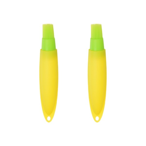 2pcs Silicone Oil Bottle Brush Tip Tail for BBQ Cooking Baking， Green+Yellow