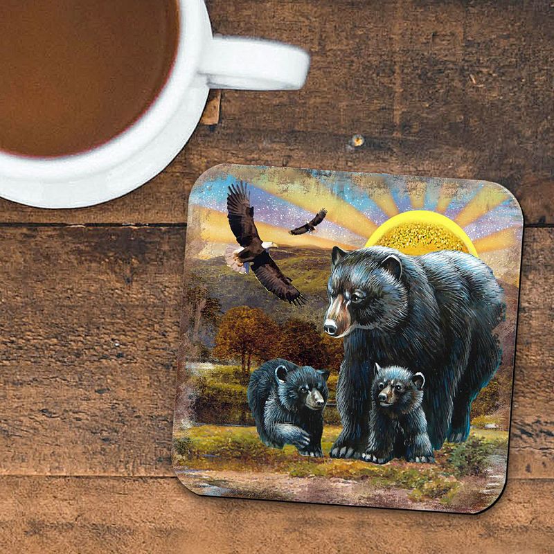 Bears Wooden Cork Coasters Gift Set of 4 by Nature Wonders