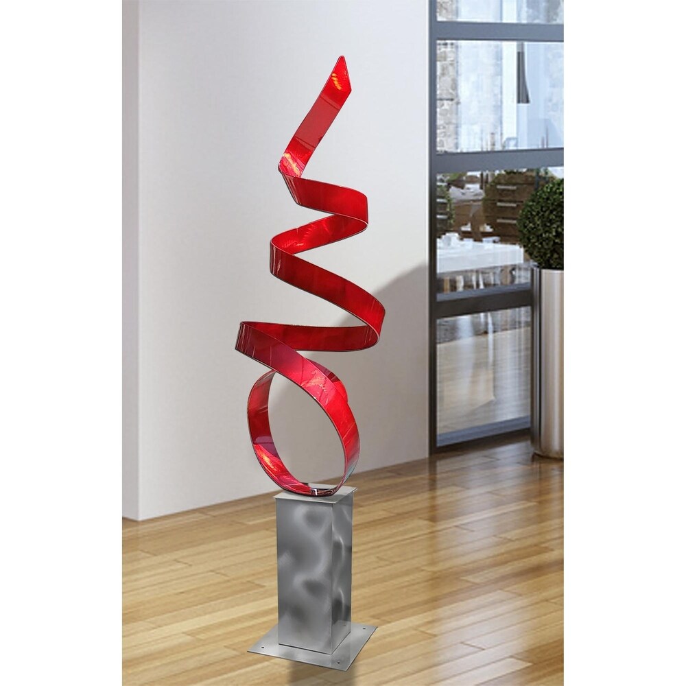 Statements2000 Large Abstract Metal Sculpture Modern Indoor Outdoor Decor by Jon en   Sea Breeze with Silver Base