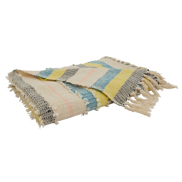 Saro Lifestyle Fringe Throw Blanked With Stripe Design