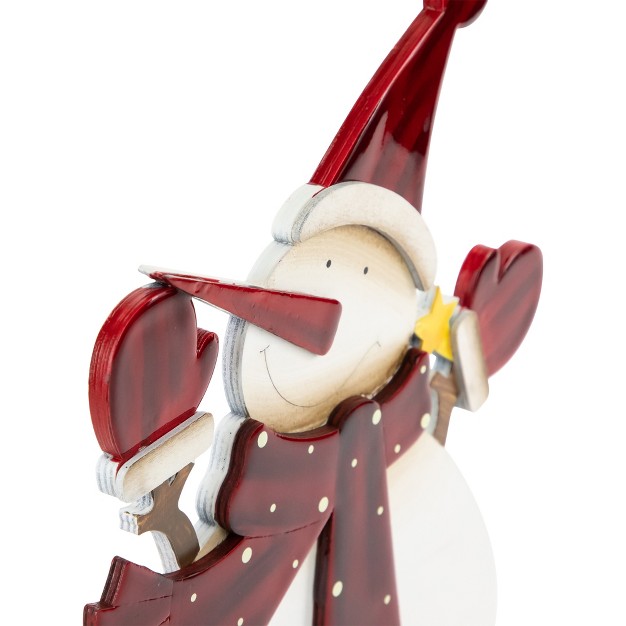 Glossy Snowman In Red Scarf And Mittens Christmas Decoration