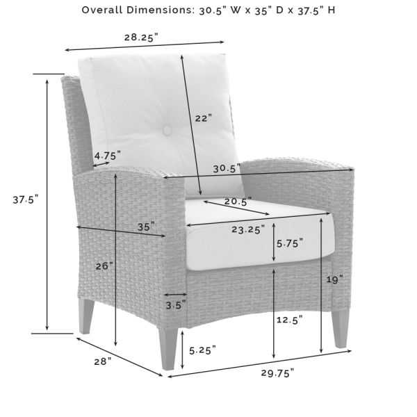 Rockport 3Pc Outdoor Wicker High Back Chair Set