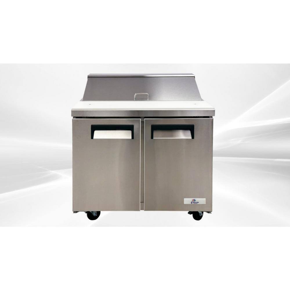 Cooler Depot 36 in. W 7.8 cu. ft. Commercial Mega Food Prep Table Refrigerator Cooler in Stainless Steel DXXXSP36