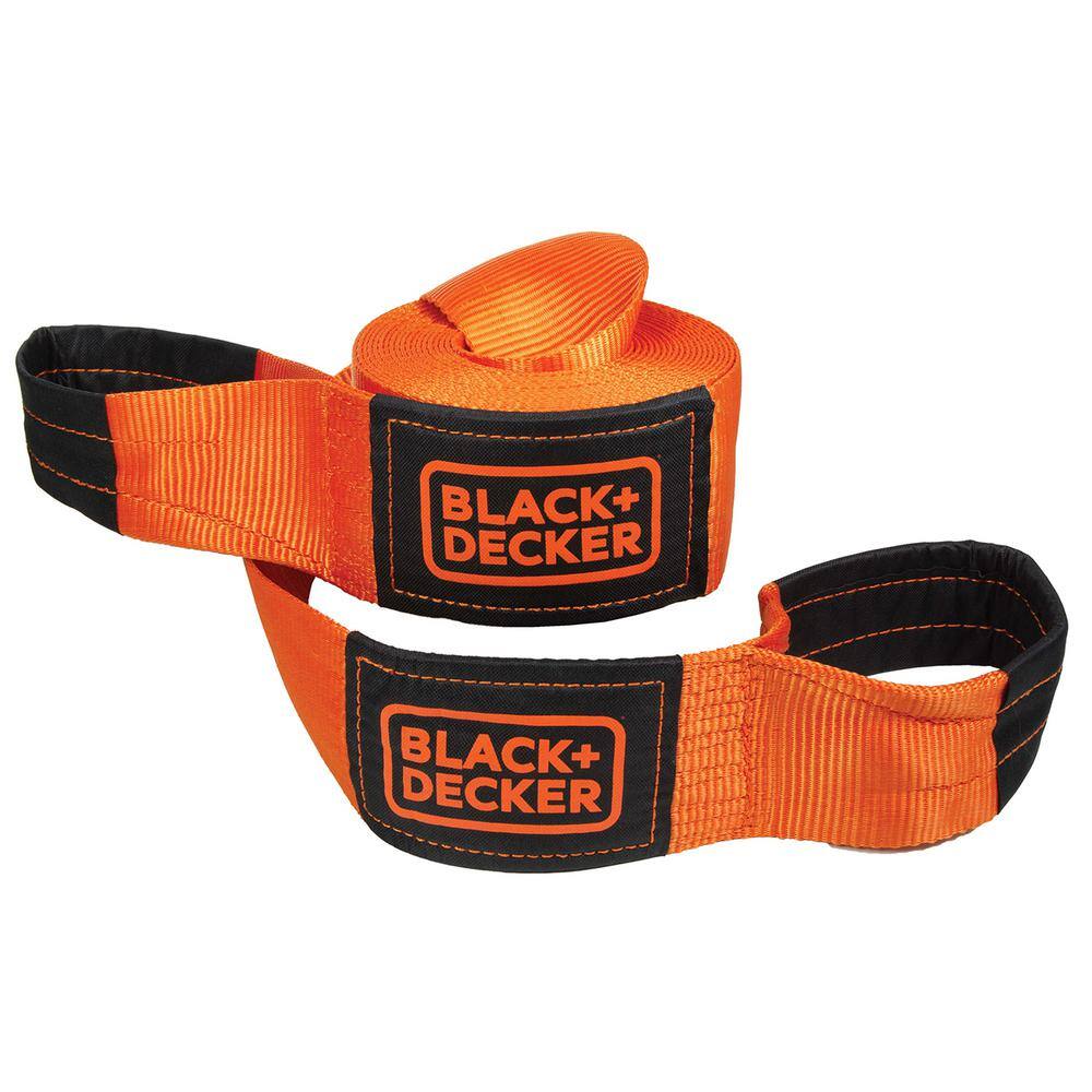 BLACK+DECKER 4 in. x 30 ft. Heavy-Duty Recovery Strap Rope 20000 lbs. Break Strength BD1003