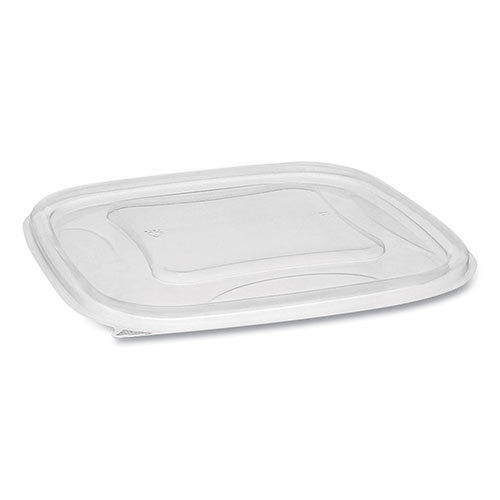 Pactiv EarthChoice Recycled Plastic Square Flat Lids | 7.38 x 7.38 x 0.26， Clear， 300