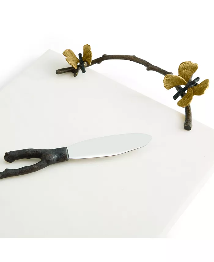 Michael Aram Butterfly Ginkgo White Cheeseboard and Knife Set